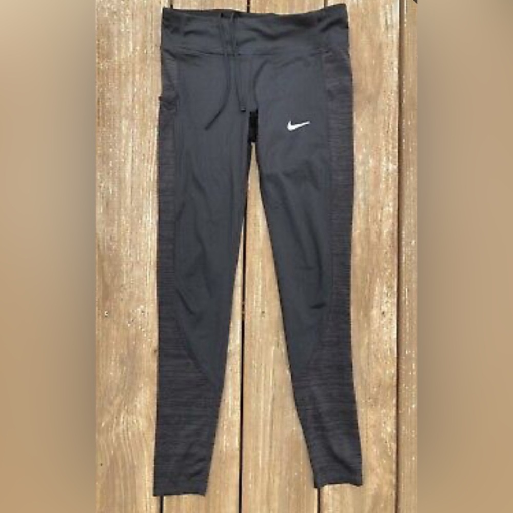 Nike Power Racer Running Tights women small black poly spandex running work out